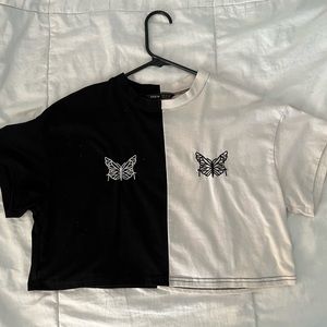 Butterfly color block crop top